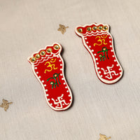 Traditional Hand Painted Wooden Mata Charan (Pair)