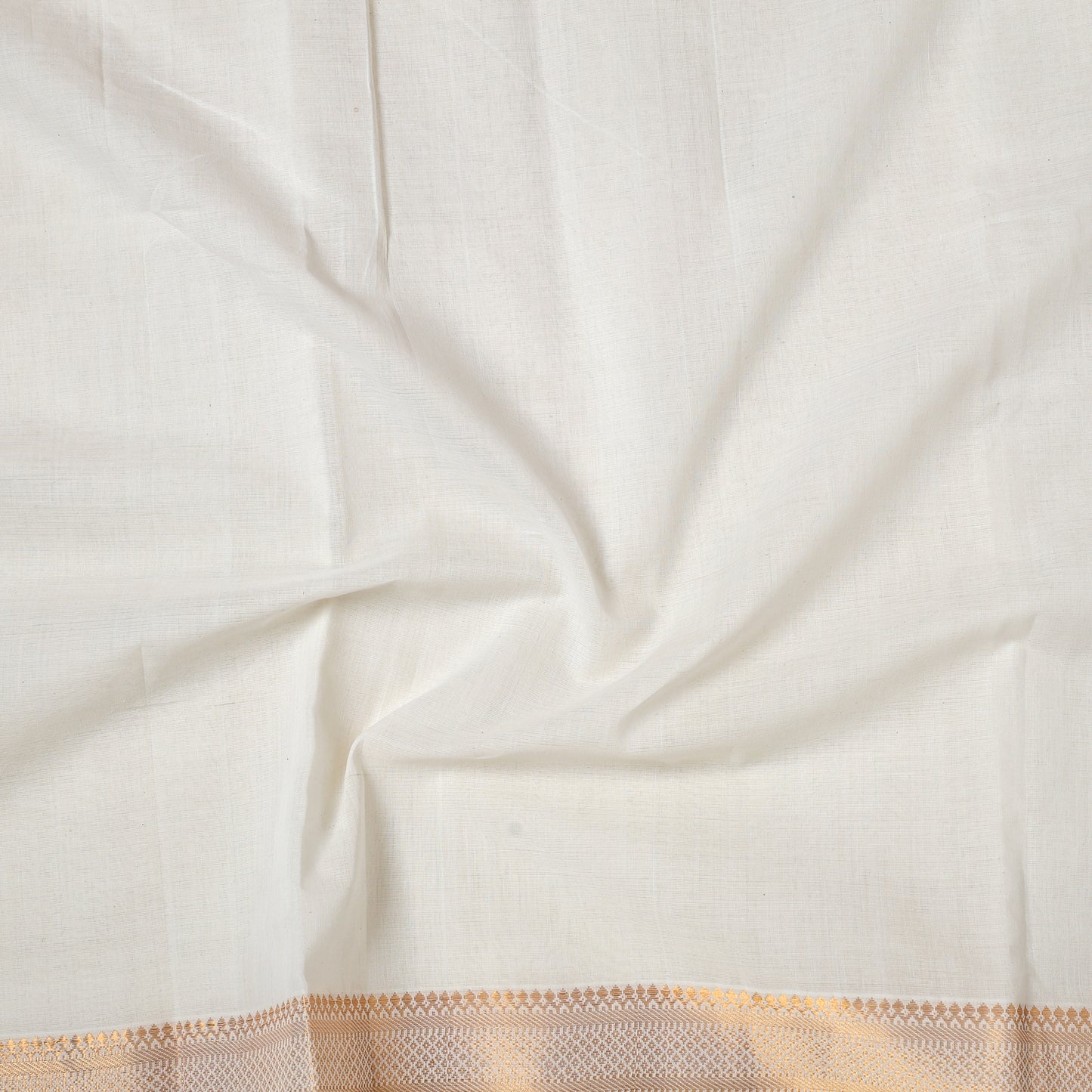 White - Mangalagiri Handloom Cotton Zari Border Precut Fabric 38