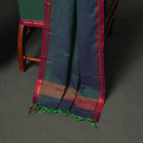 Dharwad Cotton Plain Zari Border Unstitched Dress Material: Kurta, Bottom & Dupatta 06