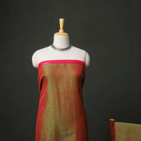 Dharwad Cotton Plain Zari Border Unstitched Dress Material: Kurta, Bottom & Dupatta 07