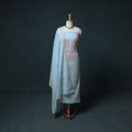 Lucknowi Chikankari Mukaish Work Mul Chanderi Unstitched Dress Material: Kurta, Bottom & Dupatta 01