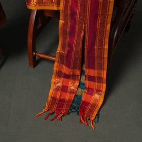 Green - dharwad cotton stripes plain zari border unstitched
