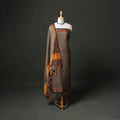 Brown - dharwad cotton plain zari border unstitched dress