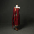 Maroon - dharwad cotton plain zari border unstitched dress