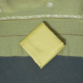 Lucknowi Chikankari Heavy Sequin & Beadwork Mul Chanderi Unstitched Dress Material: Kurta, Bottom & Dupatta 03