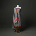 Grey - Dharwad Cotton Plain Zari Border Unstitched Dress Material: Kurta, Bottom & Dupatta 12