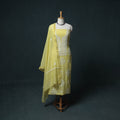 Lucknowi Chikankari Heavy Sequin & Beadwork Mul Chanderi Unstitched Dress Material: Kurta, Bottom & Dupatta 03