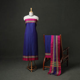 Dharwad Cotton Plain Thread Border Unstitched Dress Material: Kurta, Bottom & Dupatta 20