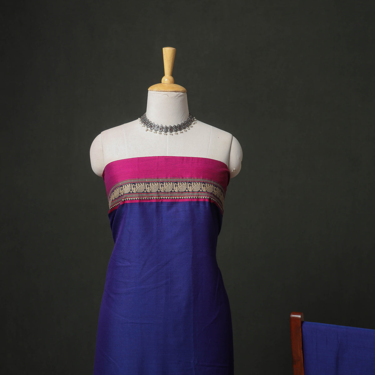 Dharwad Cotton Plain Thread Border Unstitched Dress Material: Kurta, Bottom & Dupatta 20