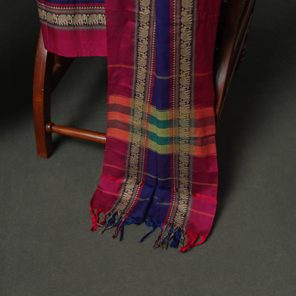 Dharwad Cotton Plain Thread Border Unstitched Dress Material: Kurta, Bottom & Dupatta 20