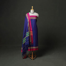Dharwad Cotton Plain Thread Border Unstitched Dress Material: Kurta, Bottom & Dupatta 20