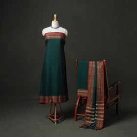 Dharwad Cotton Plain Thread Border Unstitched Dress Material: Kurta, Bottom & Dupatta 15