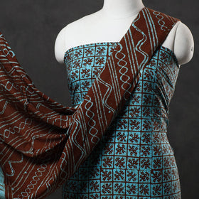 Buy Blue 3pc Cotton Kutch Batik Print Dress Material