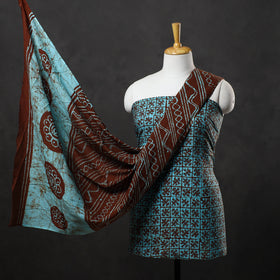Buy Blue 3pc Cotton Kutch Batik Print Dress Material
