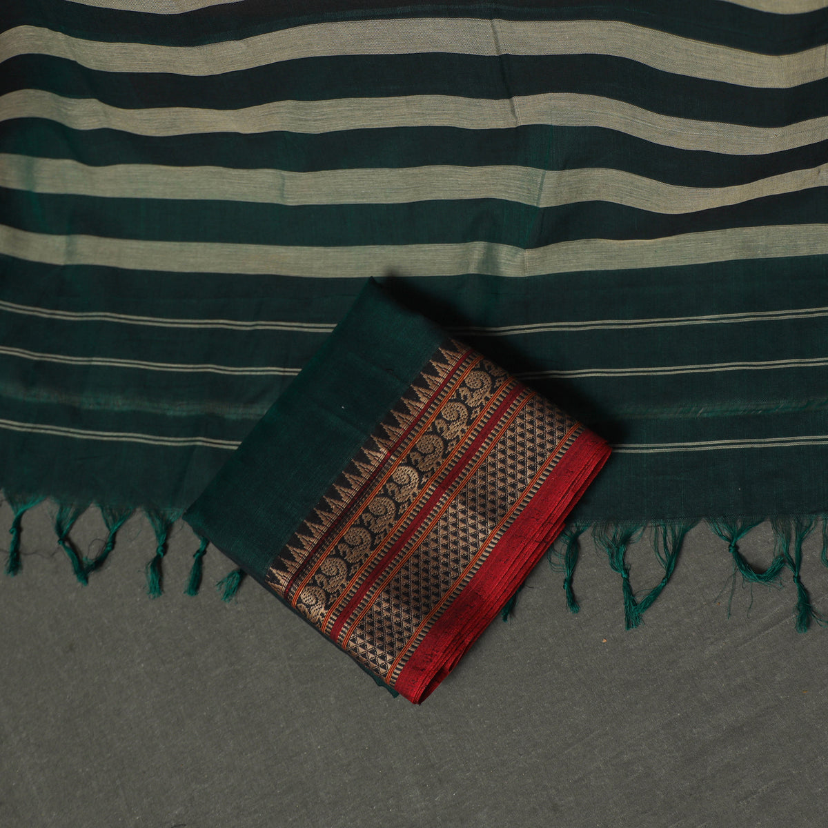 Dharwad Cotton Plain Thread Border Unstitched Dress Material: Kurta, Bottom & Dupatta 15