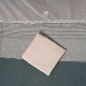 Lucknowi Chikankari Mukaish Work Mul Chanderi Unstitched Dress Material: Kurta, Bottom & Dupatta 07