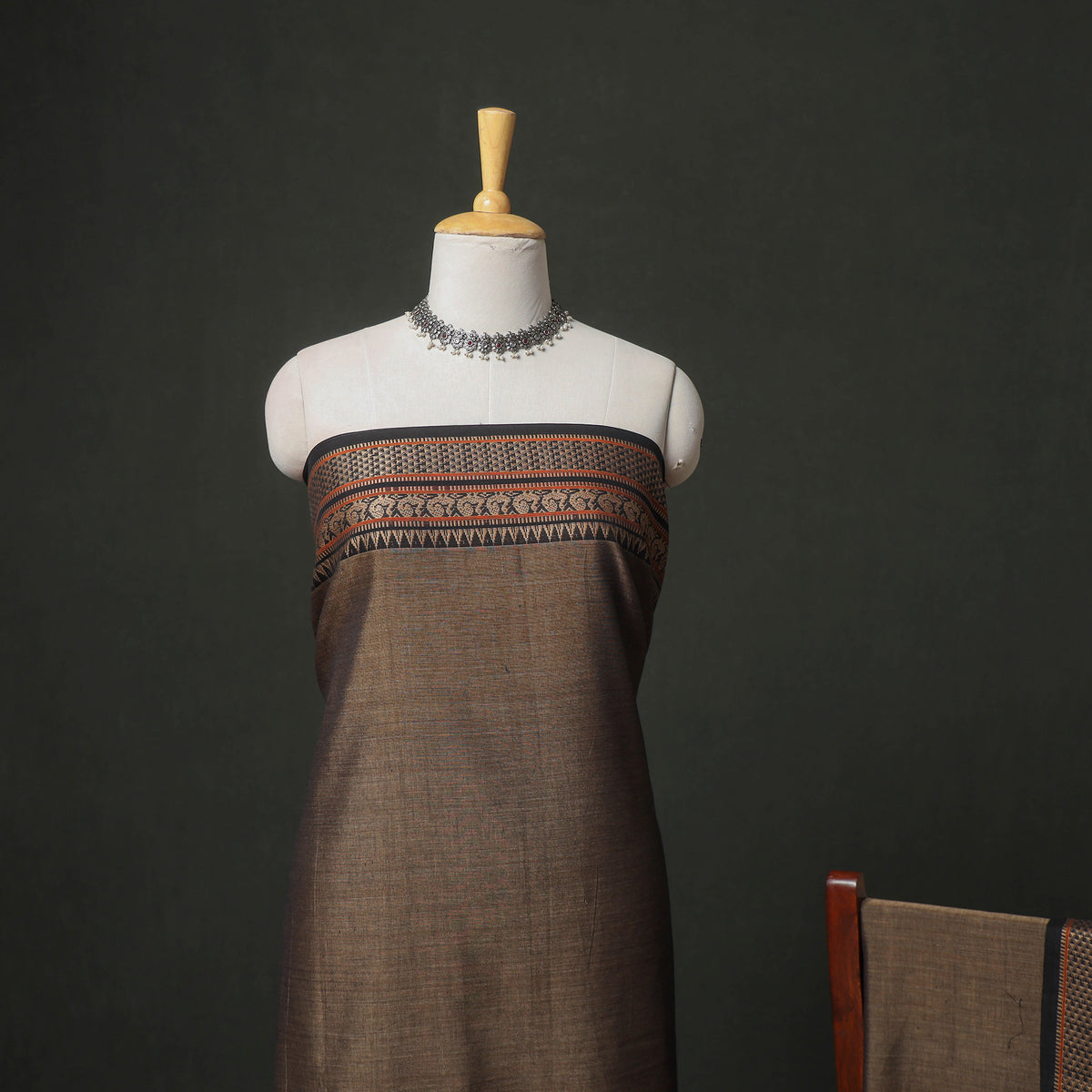 Dharwad Cotton Plain Thread Border Unstitched Dress Material: Kurta, Bottom & Dupatta 16