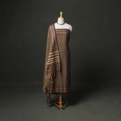 Dharwad Cotton Plain Thread Border Unstitched Dress Material: Kurta, Bottom & Dupatta 16