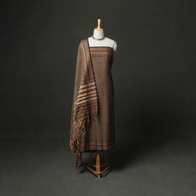 Dharwad Cotton Plain Thread Border Unstitched Dress Material: Kurta, Bottom & Dupatta 16