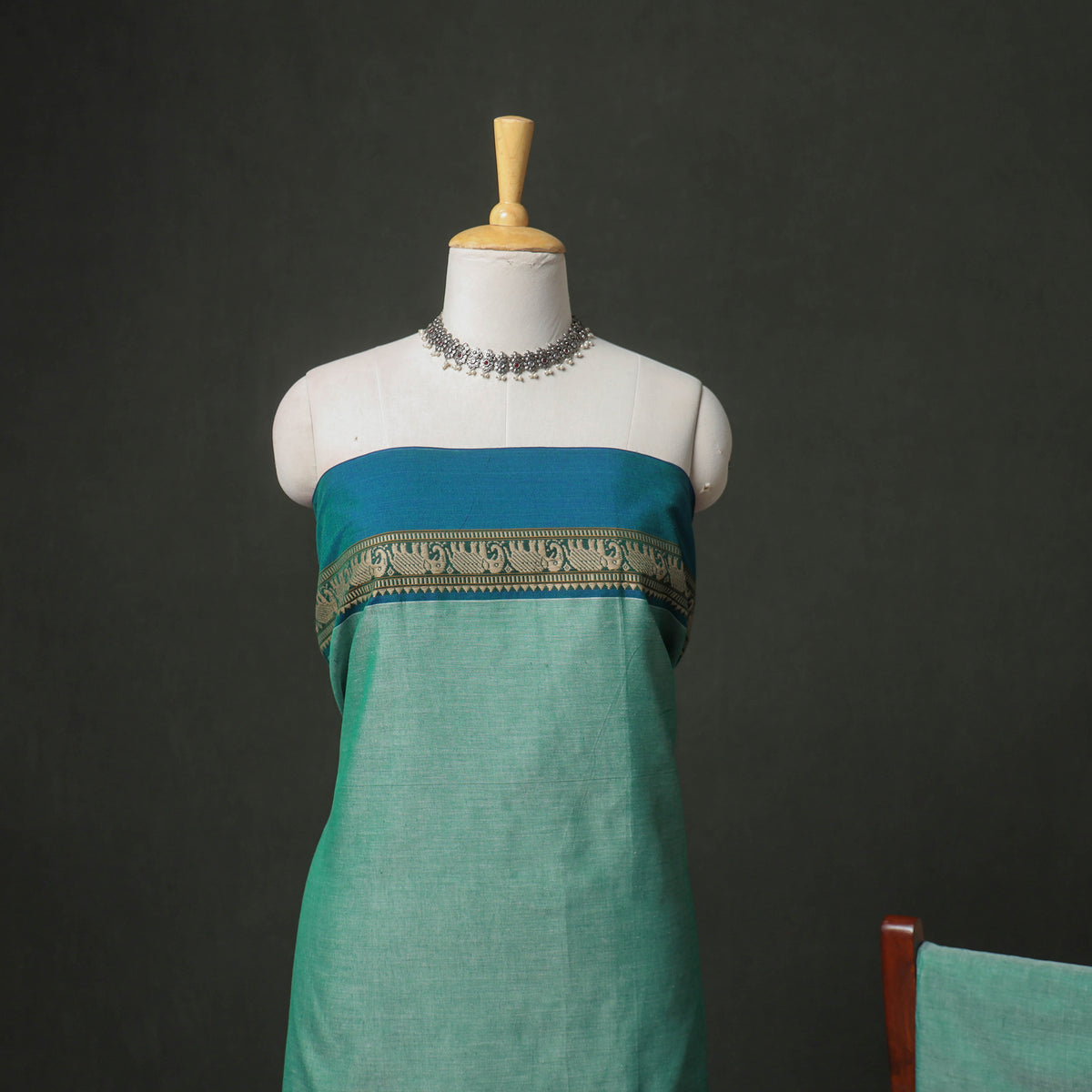 Dharwad Cotton Plain Thread Border Unstitched Dress Material: Kurta, Bottom & Dupatta 18