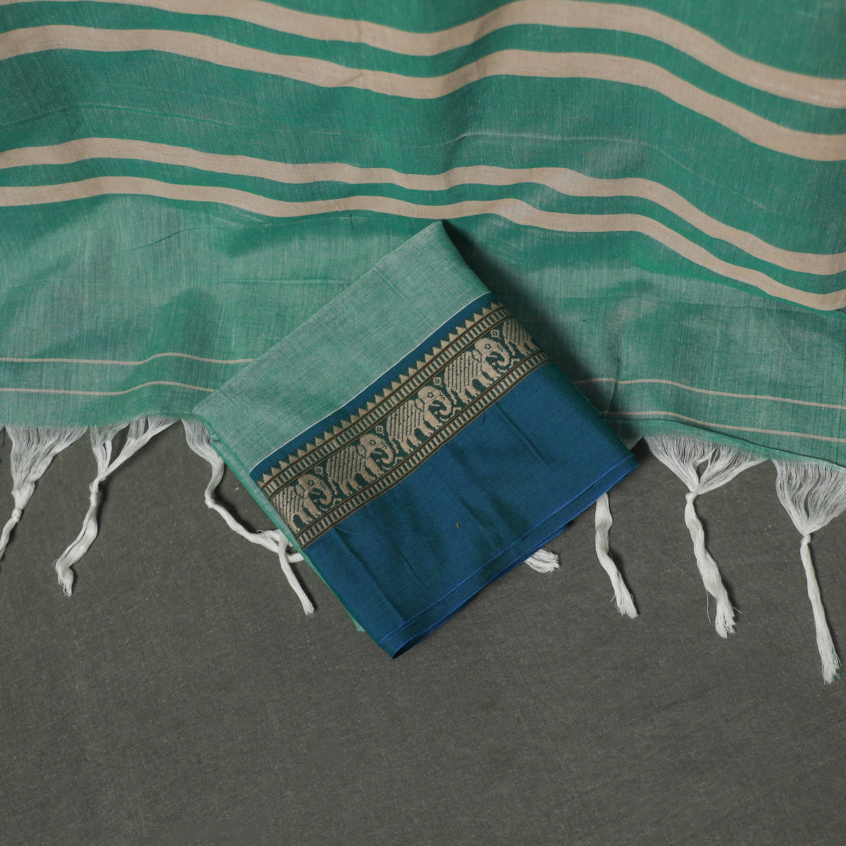 Dharwad Cotton Plain Thread Border Unstitched Dress Material: Kurta, Bottom & Dupatta 18