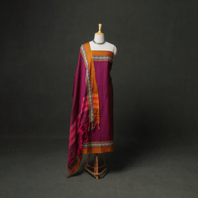 Dharwad Cotton Plain Thread Border Unstitched Dress Material: Kurta, Bottom & Dupatta 19
