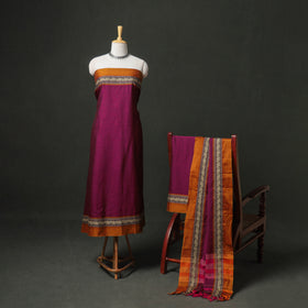 Dharwad Cotton Plain Thread Border Unstitched Dress Material: Kurta, Bottom & Dupatta 19