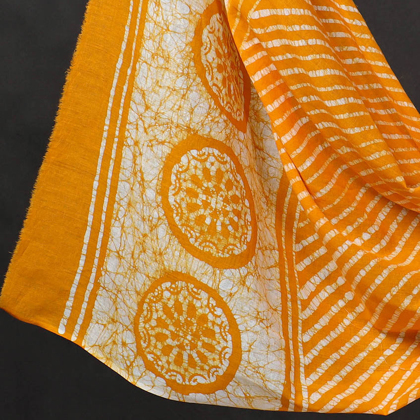 Orange - 3pc Cotton Kutch Batik Print Dress Material 07