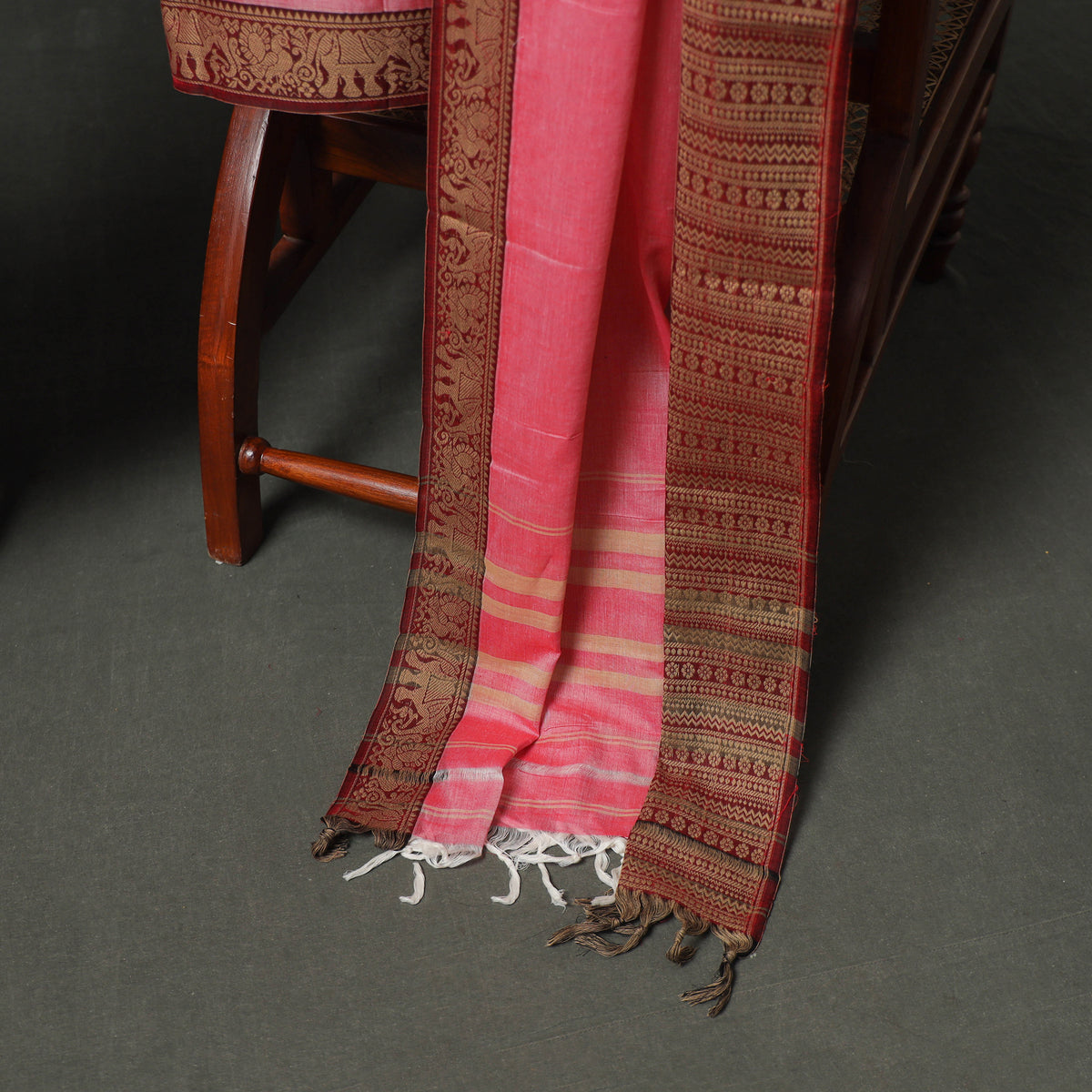 Dharwad Cotton Plain Thread Border Unstitched Dress Material: Kurta, Bottom & Dupatta 21