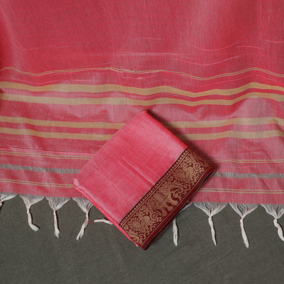 Dharwad Cotton Plain Thread Border Unstitched Dress Material: Kurta, Bottom & Dupatta 21