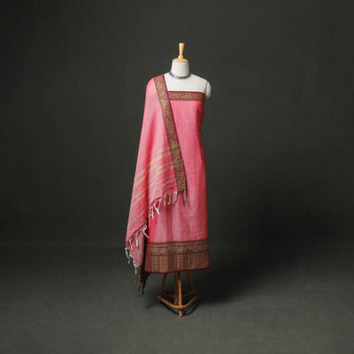 Dharwad Cotton Plain Thread Border Unstitched Dress Material: Kurta, Bottom & Dupatta 21