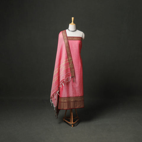 Dharwad Cotton Plain Thread Border Unstitched Dress Material: Kurta, Bottom & Dupatta 21