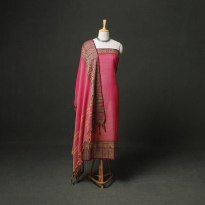 Dharwad Cotton Plain Thread Border Unstitched Dress Material: Kurta, Bottom & Dupatta 22