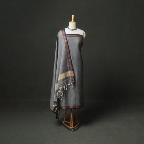 Dharwad Cotton Plain Thread Border Unstitched Dress Material: Kurta, Bottom & Dupatta 23