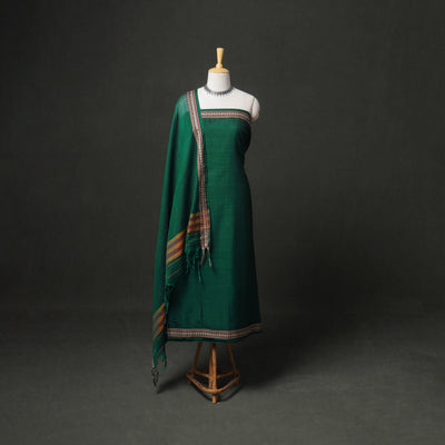 Dharwad Cotton Plain Thread Border Unstitched Dress Material: Kurta, Bottom & Dupatta 24