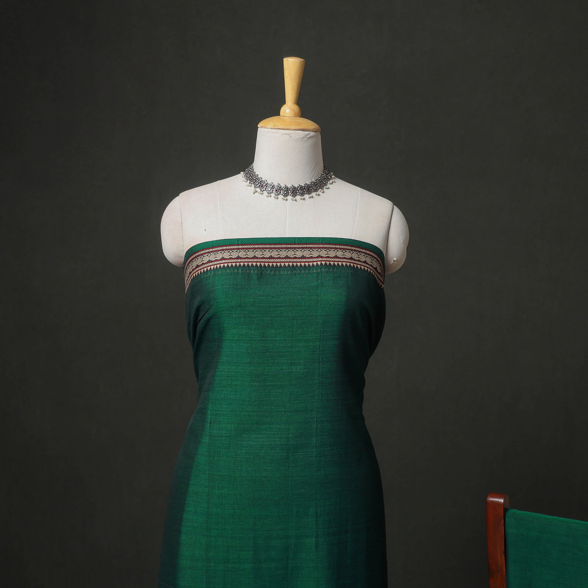 Dharwad Cotton Plain Thread Border Unstitched Dress Material: Kurta, Bottom & Dupatta 24