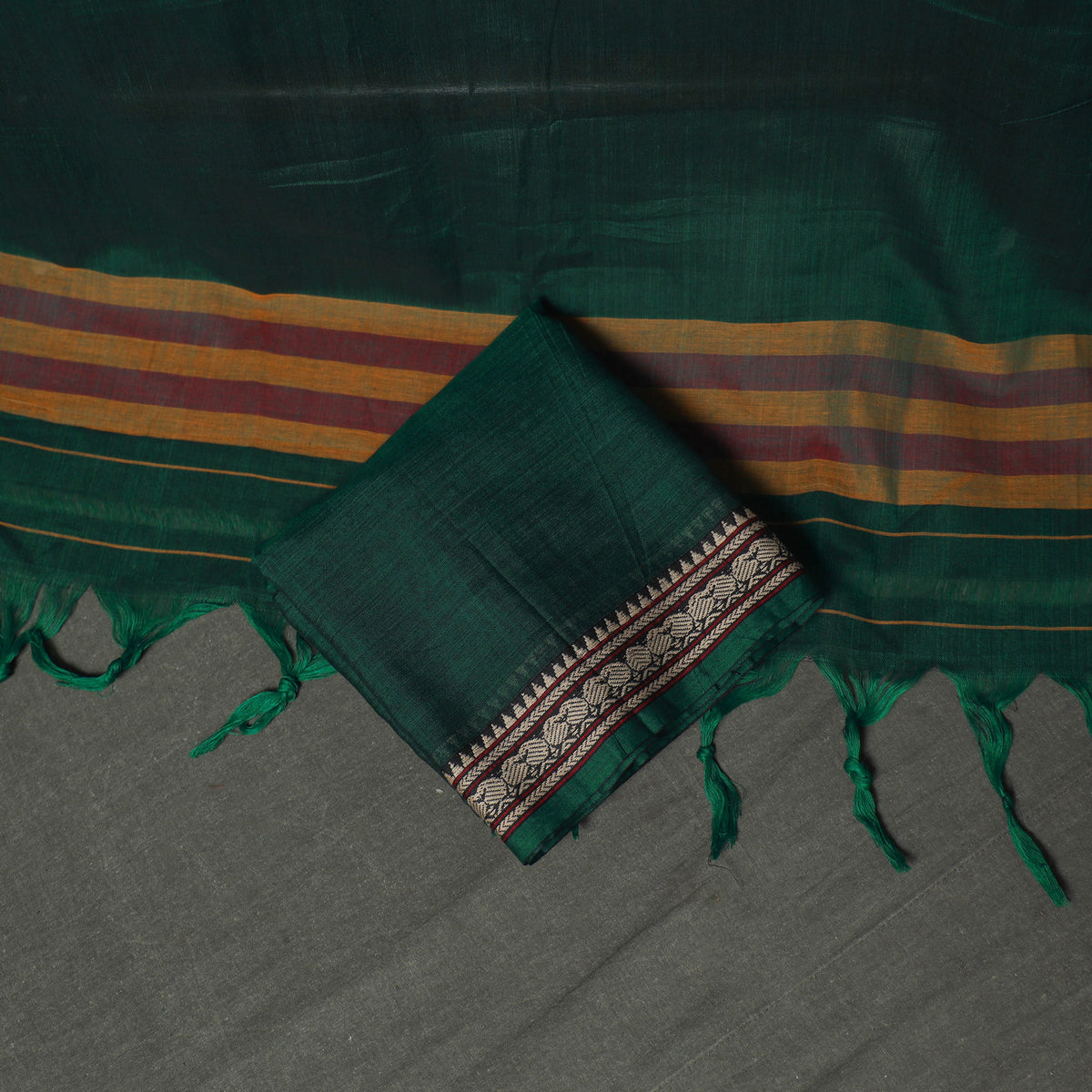 Dharwad Cotton Plain Thread Border Unstitched Dress Material: Kurta, Bottom & Dupatta 24