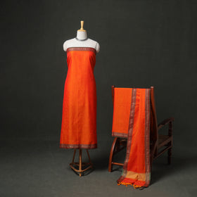 Dharwad Cotton Plain Thread Border Unstitched Dress Material: Kurta, Bottom & Dupatta 25