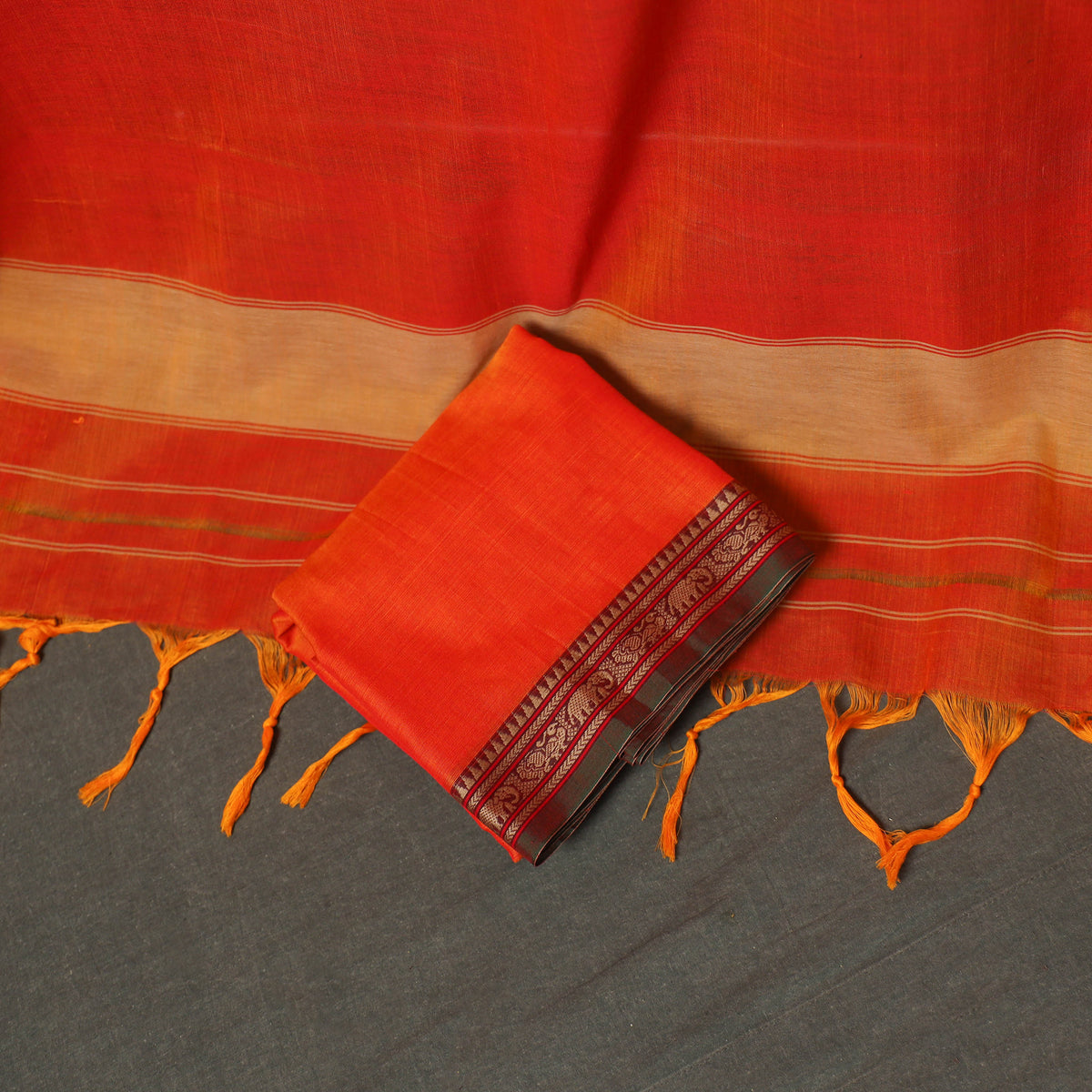 Dharwad Cotton Plain Thread Border Unstitched Dress Material: Kurta, Bottom & Dupatta 25