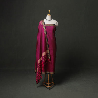 Dharwad Cotton Plain Thread Border Unstitched Dress Material: Kurta, Bottom & Dupatta 26