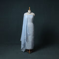 Lucknowi Chikankari Kota Doria Cotton Semi Stitched Dress Material: Kurta with Dupatta 14