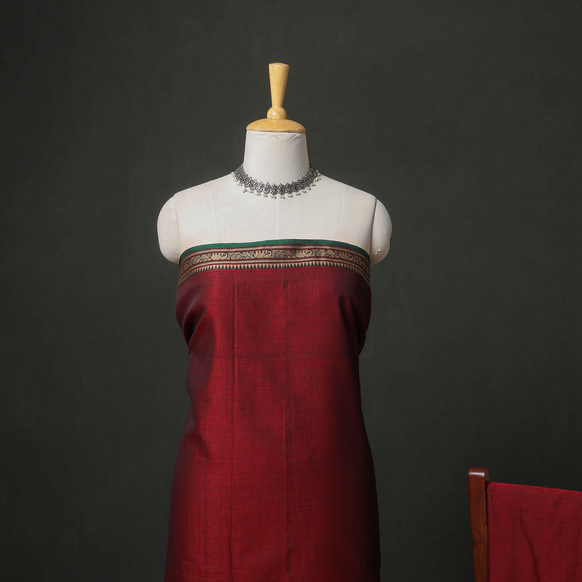 Dharwad Cotton Plain Thread Border Unstitched Dress Material: Kurta, Bottom & Dupatta 27