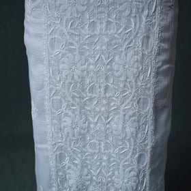 Lucknowi Chikankari Kota Doria Cotton Semi Stitched Dress Material: Kurta with Dupatta 14