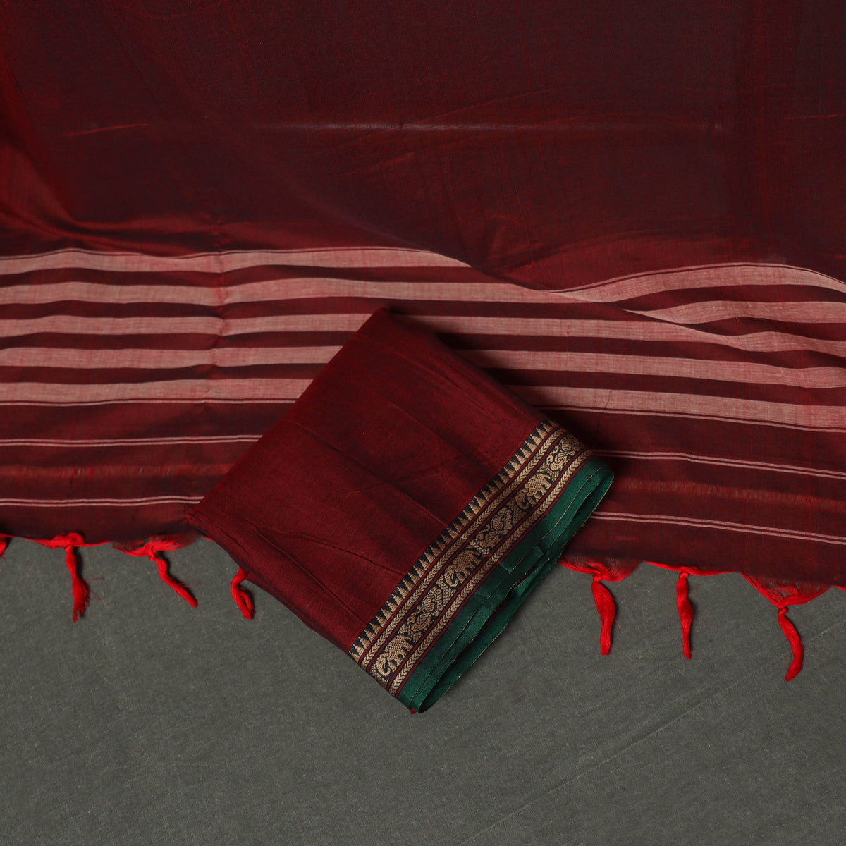 Dharwad Cotton Plain Thread Border Unstitched Dress Material: Kurta, Bottom & Dupatta 27