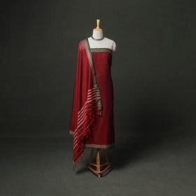 Dharwad Cotton Plain Thread Border Unstitched Dress Material: Kurta, Bottom & Dupatta 27
