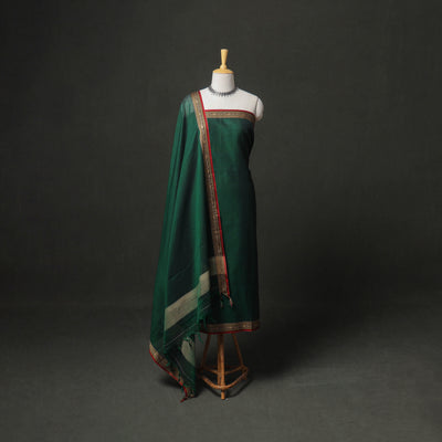 Dharwad Cotton Plain Thread Border Unstitched Dress Material: Kurta, Bottom & Dupatta 28