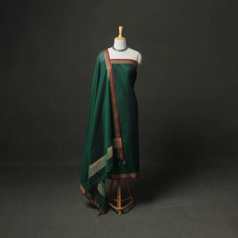 Dharwad Cotton Plain Thread Border Unstitched Dress Material: Kurta, Bottom & Dupatta 28