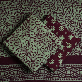 Green 3pc Cotton Kutch Batik Print Dress Material 