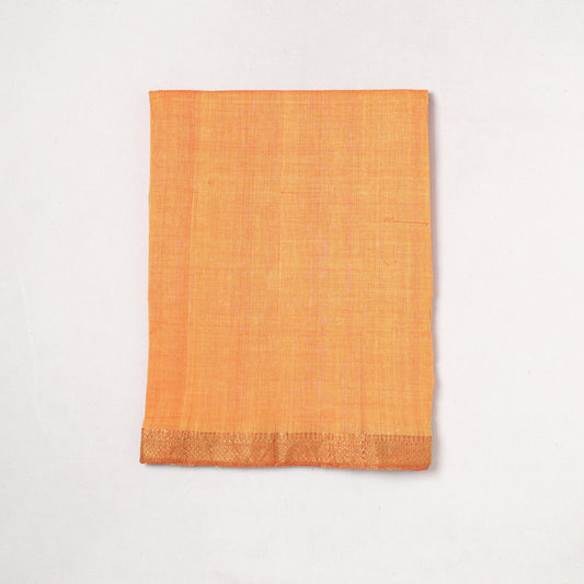 Orange - Mangalagiri Handloom Cotton Zari Border Precut Fabric (1.6 meter) 01
