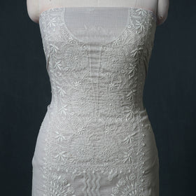 Lucknowi Chikankari Kota Doria Cotton Semi Stitched Dress Material: Kurta with Dupatta 15